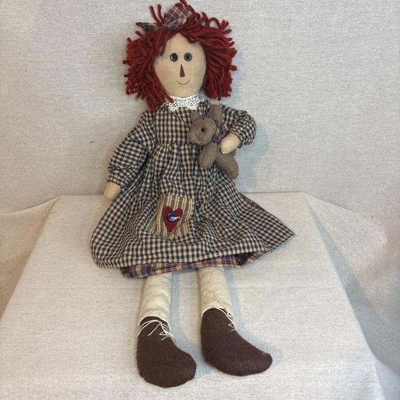 Raggedy Ann Rag Doll Handmade Primitive Country 22" Tall Vintage Adjustable Arms - Picture 1 of 9